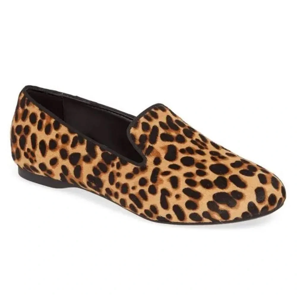 Birdies The Starling Cheetah Leopard Calf Hair Loafers Sz 7.5